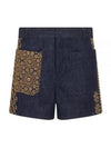 Flower Embroidered Cotton Denim Shorts Blue - DIOR - BALAAN 2