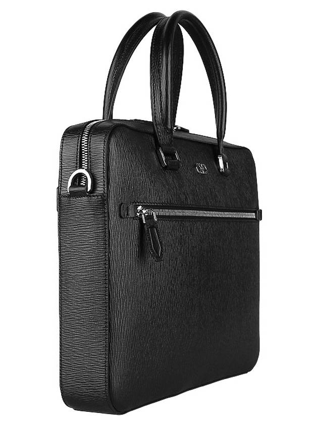 Gancini Business Leather Briefcase Black - SALVATORE FERRAGAMO - BALAAN 5