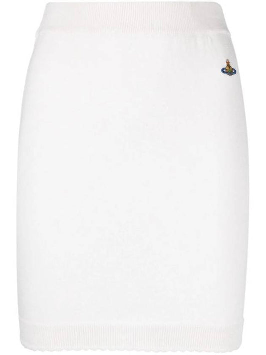 Bea Logo Knit Mini H-Line Skirt Cream - VIVIENNE WESTWOOD - BALAAN 1