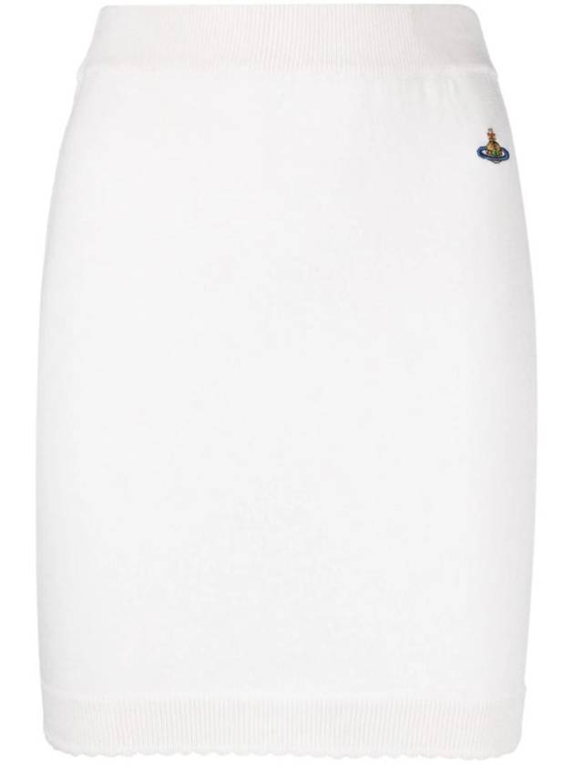 Bea Logo Knit Mini H-Line Skirt Cream - VIVIENNE WESTWOOD - BALAAN 1