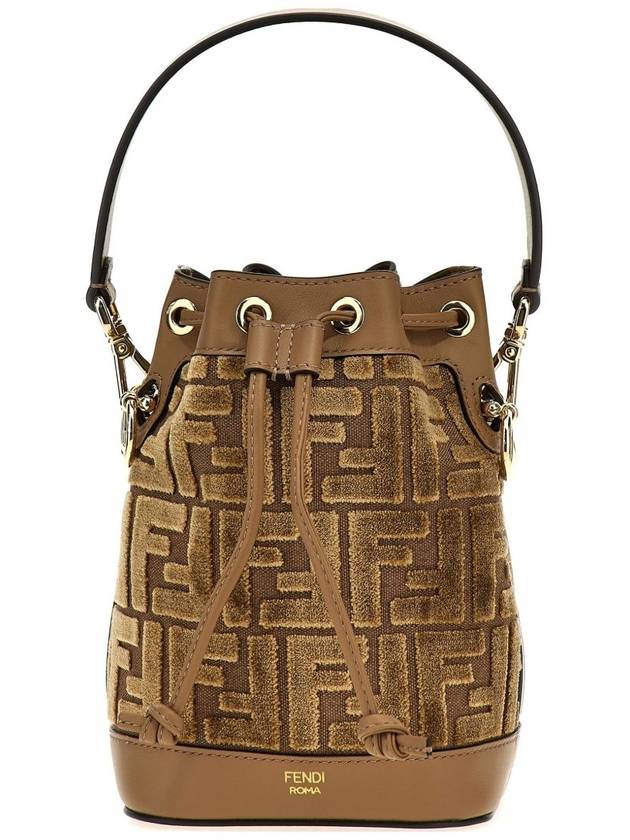 Mon Tresor FF Jacquard Velvet Mini Bucket Bag Brown - FENDI - BALAAN 2