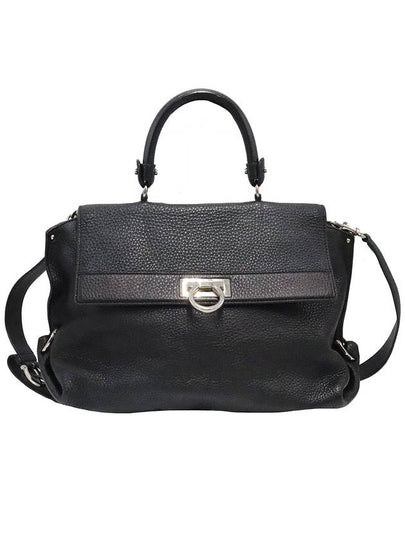 Women s Ferragamo 21 A871 Black Calfskin Silver Plated Gancini Sofia Large 2WAY gt bag Gangbuk used luxury goods - SALVATORE FERRAGAMO - BALAAN 2