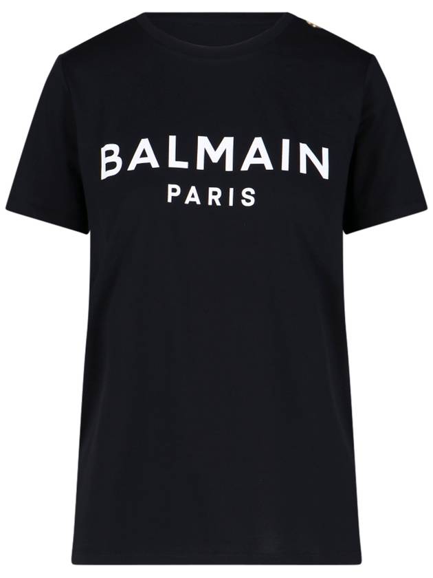 Logo Crew Neck Short Sleeve T-Shirt Black - BALMAIN - BALAAN 2