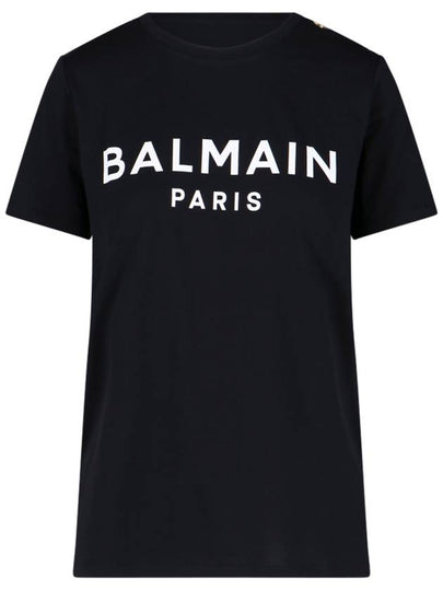 Logo Crew Neck Short Sleeve T-Shirt Black - BALMAIN - BALAAN 2