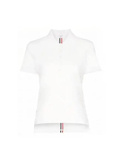 Classic Pique Center Back Stripe Relaxed Fit Short Sleeve Polo Shirt White - THOM BROWNE - BALAAN 2