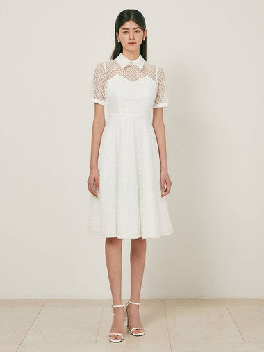 Agnes Half Sleeve Flare Midi Dress White - AME - BALAAN 1