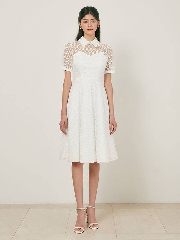 Agnes Half Sleeve Flare Midi Dress White - AME - BALAAN 2