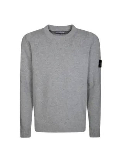 Logo Patch Lambswool Crewneck Knit Top Melange Grey - STONE ISLAND - BALAAN 2