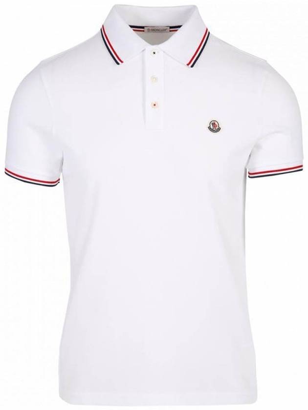 Men's Logo Patch Cotton Polo Shirt White - MONCLER - BALAAN 2