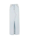 Central Split Denim Long A-Line Skirt Light Blue - MSGM - BALAAN 2