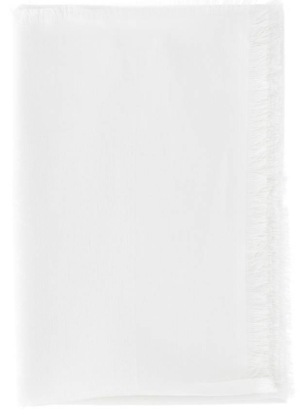 Silk Cotton Jacquard Muffler White - GUCCI - BALAAN 3