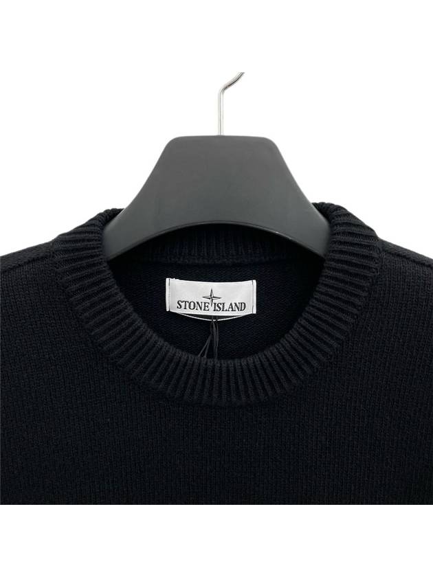 Wappen Patch Crew Neck Wool Knit Top Black - STONE ISLAND - BALAAN 4