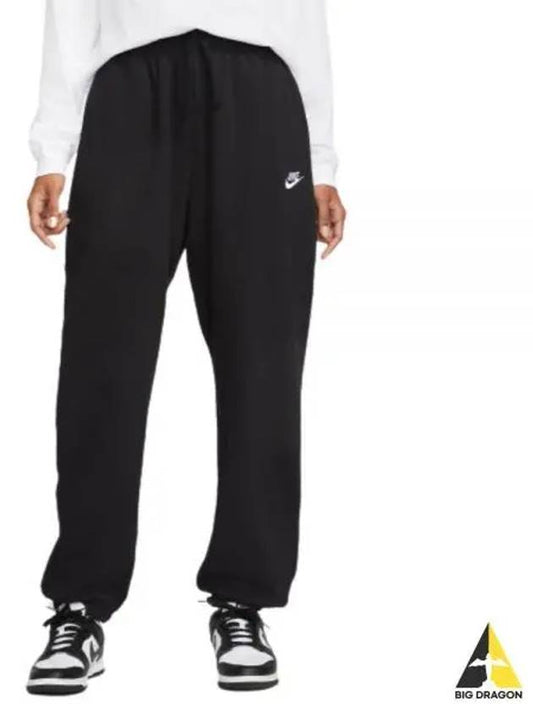 Club Fleece Mid-Rise Oversized Track Pants Black - NIKE - BALAAN 2