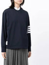 Engineered 4 Bar Medium Weight Jersey Oversized Long Sleeved T-Shirt Navy - THOM BROWNE - BALAAN 3