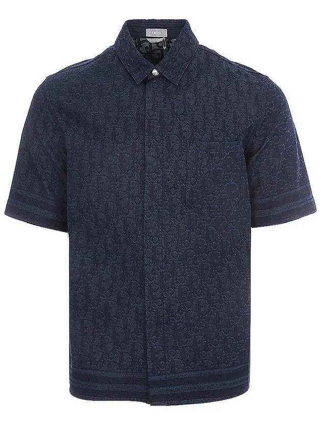 Oblique Denim Short Sleeve Shirt Deep Blue - DIOR - BALAAN 3