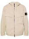 Cotton Twill Stretch Hooded Jacket Beige - STONE ISLAND - BALAAN 3