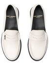 Le Loafer Penny Slippers In Smooth Leather Pearl - SAINT LAURENT - BALAAN 3