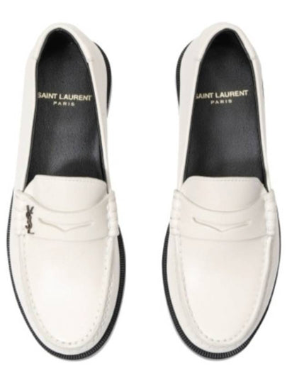 Le Loafer Penny Slippers In Smooth Leather Pearl - SAINT LAURENT - BALAAN 2