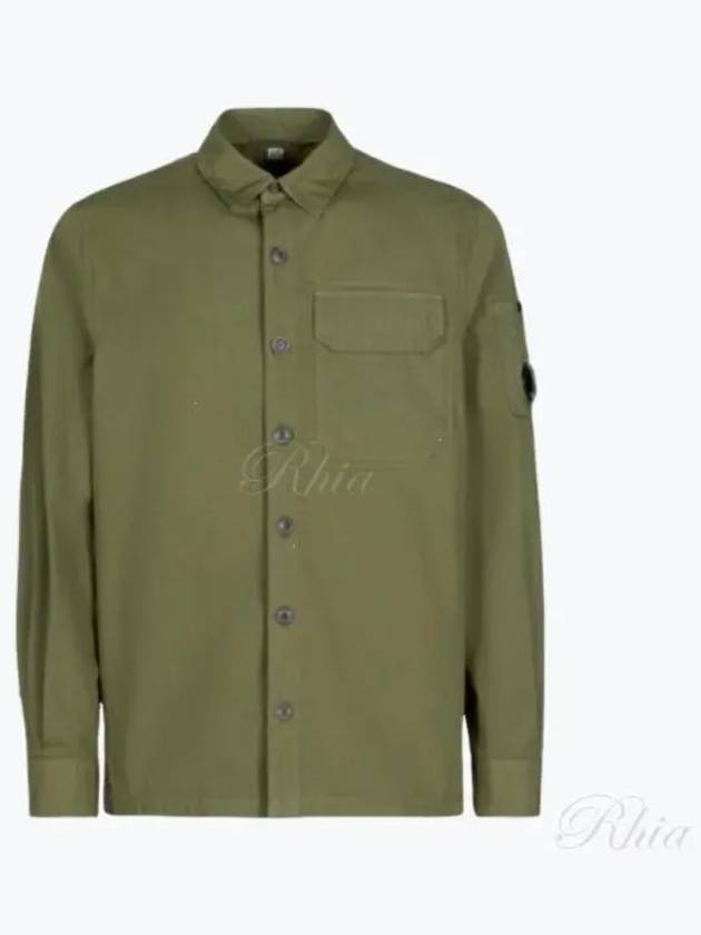 Lens Wappen Ripstop Shirt Zip Up Jacket Green - CP COMPANY - BALAAN 2