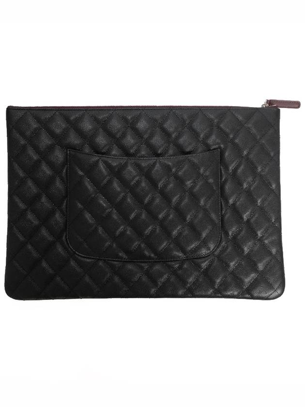 Large Classic Caviar Silver Logo Clutch Bag Black - CHANEL - BALAAN 4