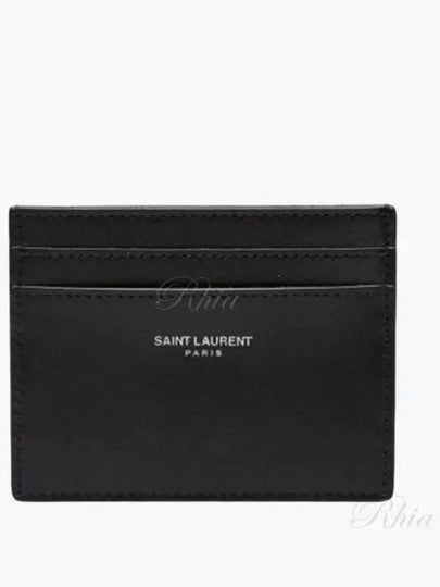 Smooth Leather Classic Logo Card Wallet Black - SAINT LAURENT - BALAAN 2