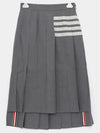 4 Bar Logo Plain Weave Wool Pleated Skirt Grey - THOM BROWNE - BALAAN 2