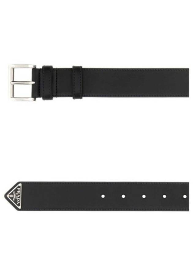 Triangle Logo Leather Belt Black - PRADA - BALAAN 3