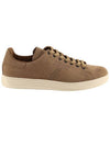 T Logo Punching Suede Low Top Sneakers Brown - TOM FORD - BALAAN 1