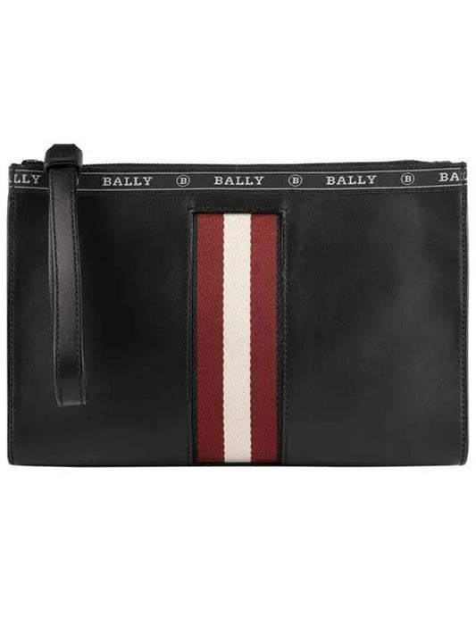 Hague leather clutch bag black - BALLY - BALAAN.