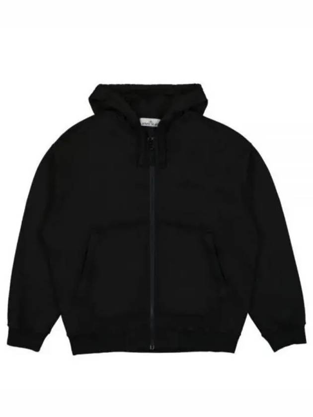 Garment Dyeing Cotton Jersey Zip-Up Hoodie Black - STONE ISLAND - BALAAN 2