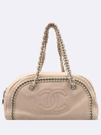 Beige Lambskin Luxury Buy Logo Chain Bowling Shoulder Bag - CHANEL - BALAAN 2