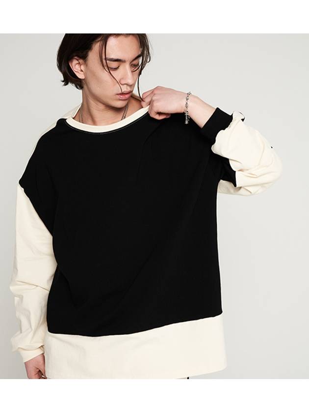 Two Color Overfit Round Boxy Tshirt Black - TENER - BALAAN 1