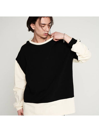 Overfit Round Boxy Long Sleeve T-Shirt Black - TENER - BALAAN 1