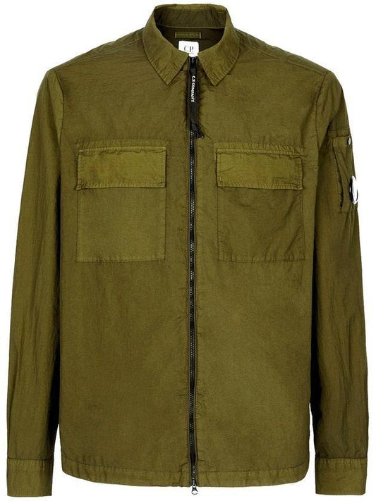 Lens Wappen Pocket Zip-Up Jacket Green - CP COMPANY - BALAAN.