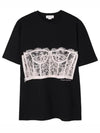 Lace Corset Print Short Sleeves T-Shirt Black - ALEXANDER MCQUEEN - BALAAN 2