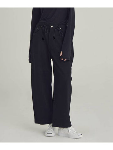 Women's Wide Banding Balloon Pants Black - MOTH - BALAAN 1