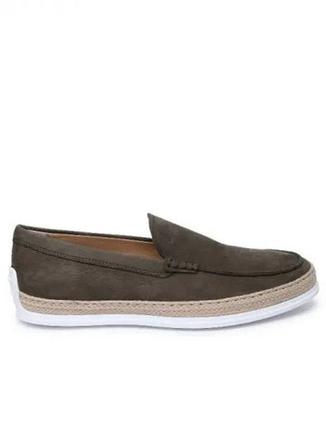 Raffia detail nubuck slip on sneakers - TOD'S - BALAAN 1