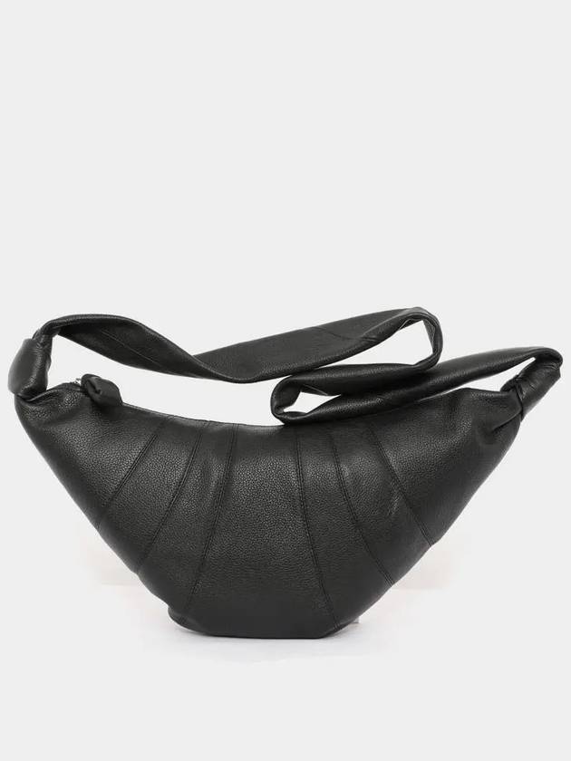 Medium Croissant Soft Grained Leather Crossbody Bag Black - LEMAIRE - BALAAN 2