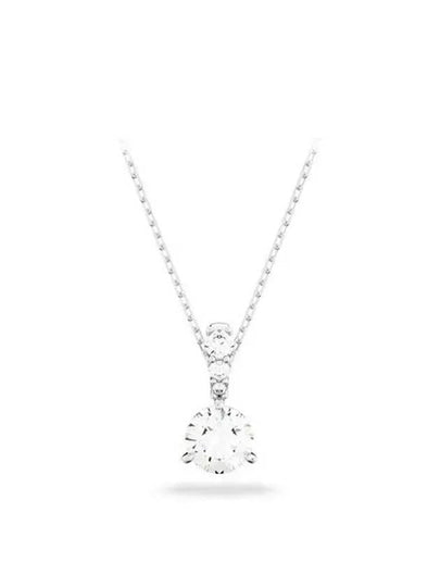 Stilla Round Cut Crystal Pendant Necklace Silver - SWAROVSKI - BALAAN 2