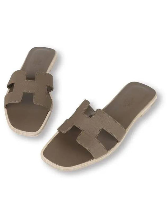 Oran Leather Sandals Etoupe - HERMES - BALAAN 2