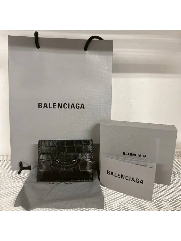 Neo Classic Crocodile Effect Card Wallet Black - BALENCIAGA - BALAAN 7