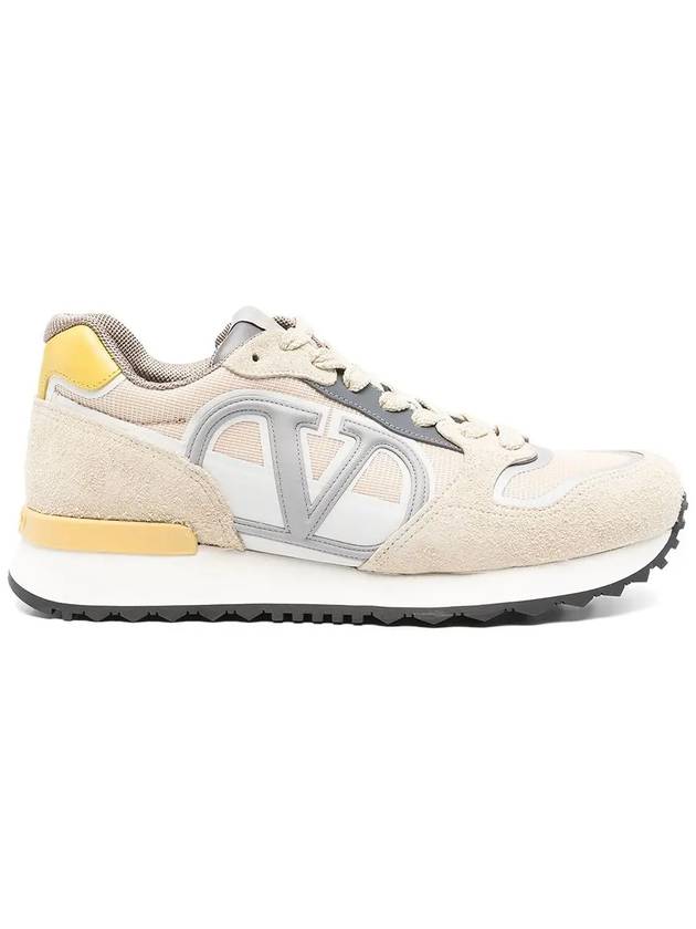 V Logo Face Low Top Sneakers Beige - VALENTINO - BALAAN 3