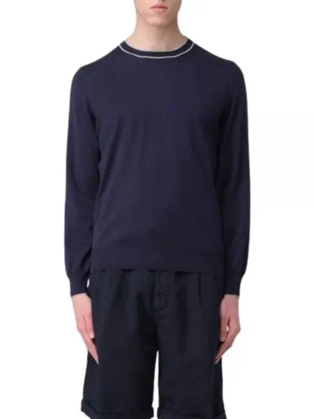 Pullover Cotton Knit Top Navy - BRUNELLO CUCINELLI - BALAAN 2