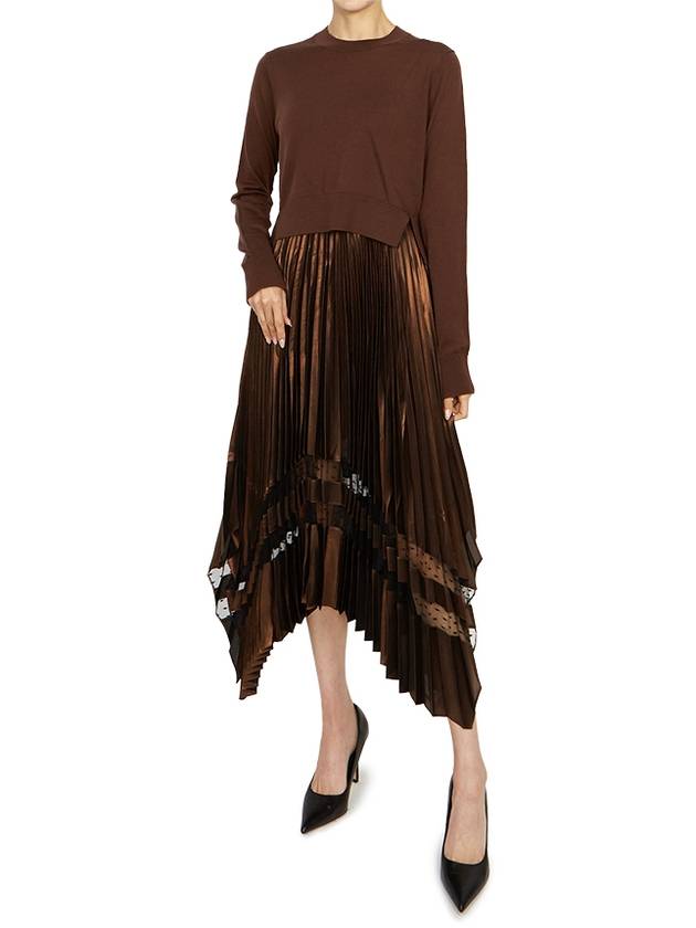 Nadia Foil Women's Sleeveless Long Pleated Dress WD138Z PALE CACAO BLACK Knit Set - ALLSAINTS - BALAAN 6