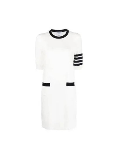 Diagonal Hector Outline Short Dress White - THOM BROWNE - BALAAN 2