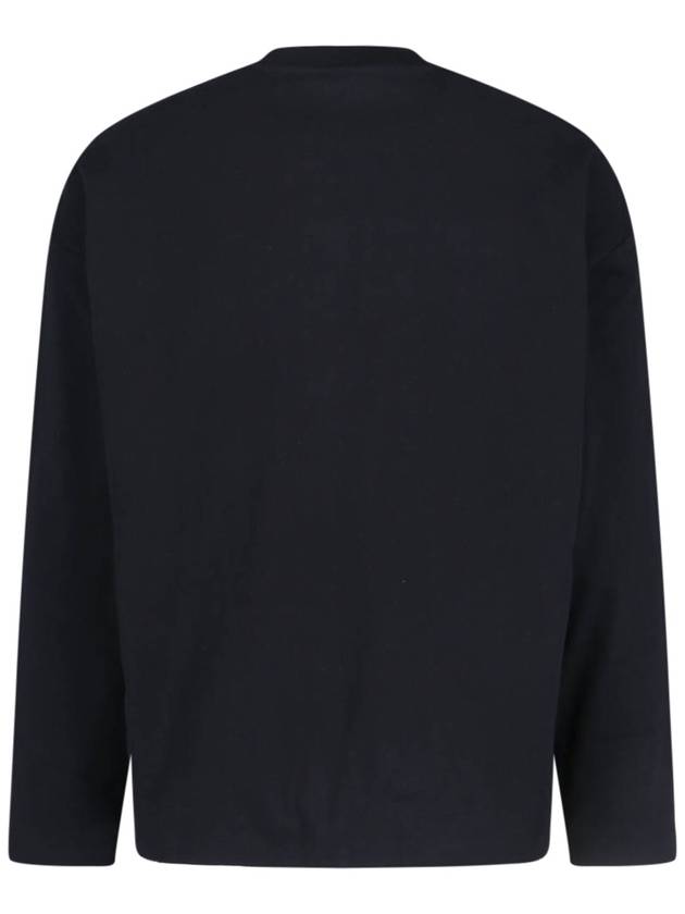 Logo Print Cotton Long Sleeve T-Shirt Black - JIL SANDER - BALAAN 3