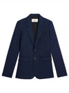 V Neck Single Breasted Jacket Navy - AMI - BALAAN 2