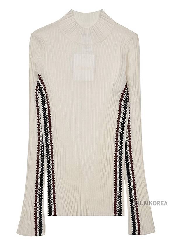 Crochet Mock Neck Knit Top White - CHLOE - BALAAN 10