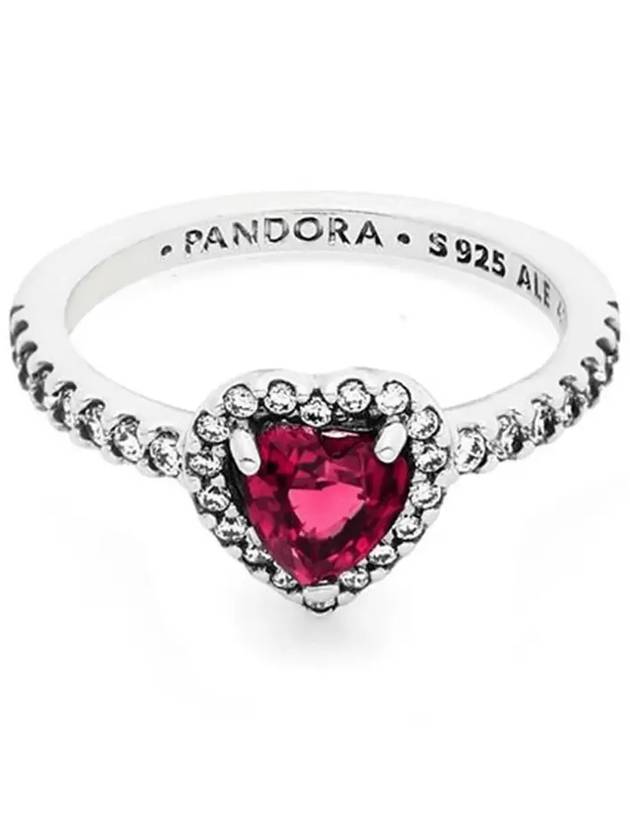 Elevated Heart Ring Red Silver - PANDORA - BALAAN 4