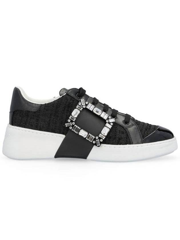 Viv Buckle Fabric Low Top Sneakers Black - ROGER VIVIER - BALAAN 1